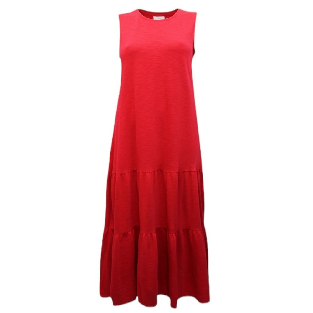 J. Jill Red Tiered Maxi Dress, Size Small Petite